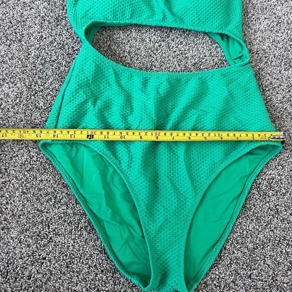 Aerie Jacquard Cut Out Strapless One Piece Swimsuit Green Dazzle Size M - Picture 6 of 11